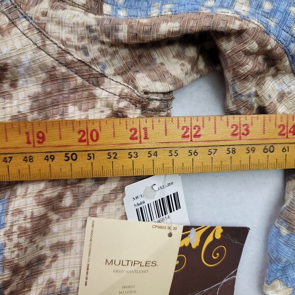 2007 Deadstock Multiples Missy Nantucket Quilted Jacket L Cotton Brown Blue - Picture 9 of 10